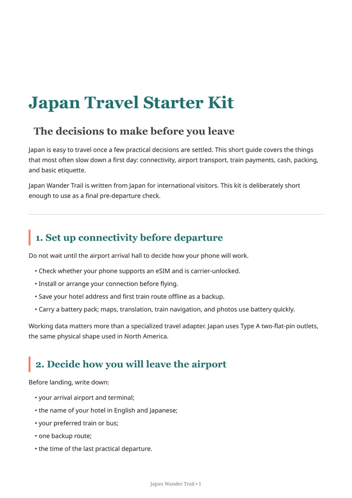 Cover of the Japan Travel Starter Kit